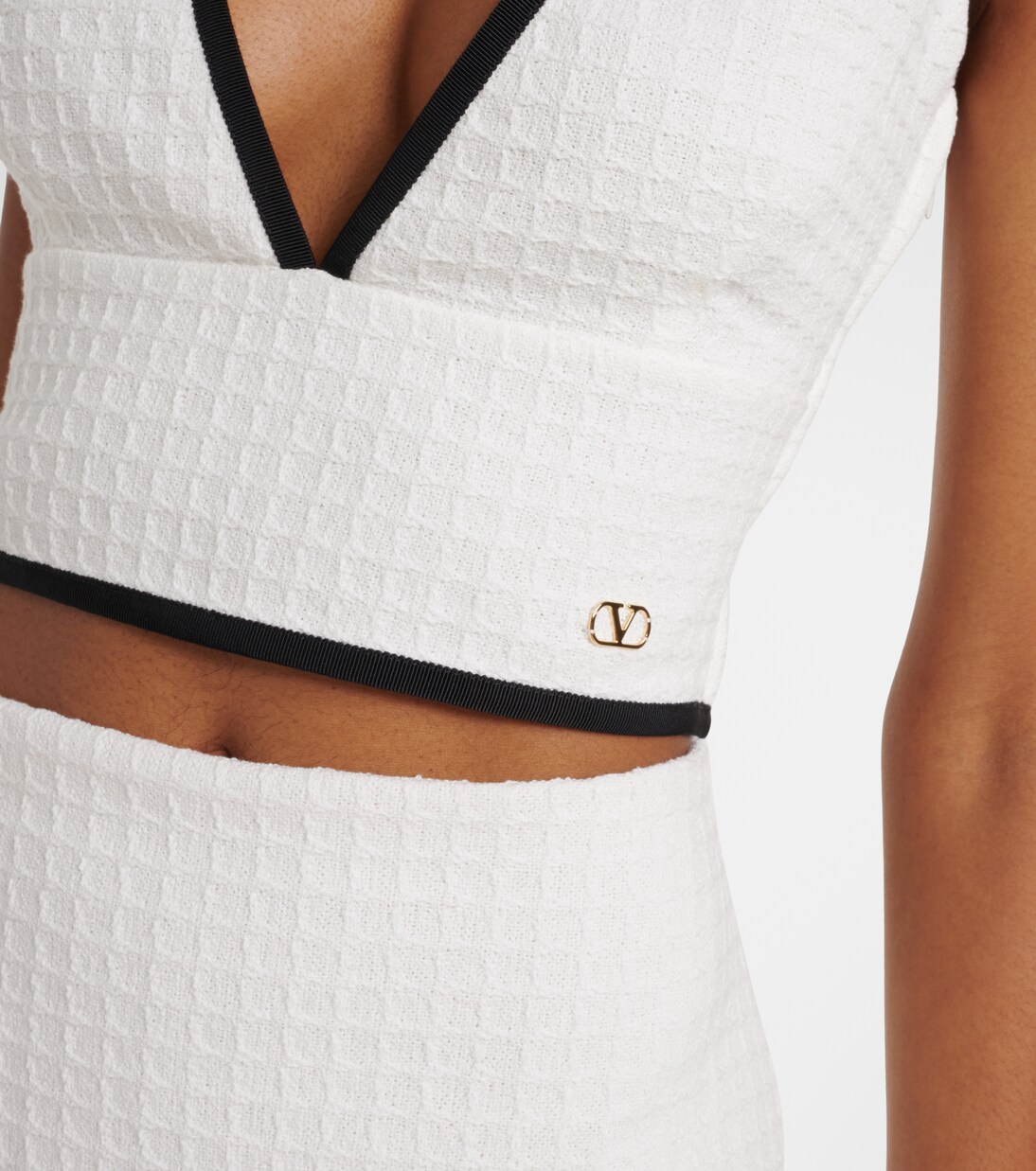 Cotton tweed crop top | Valentino