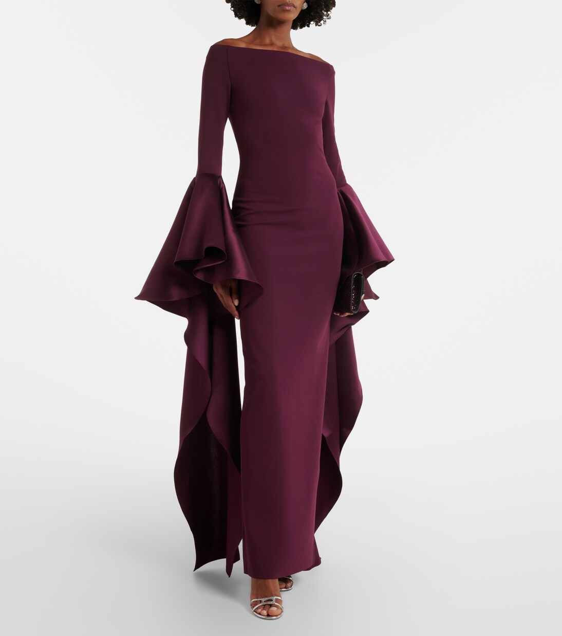 Robe Astria à épaules dénudées et finitions en satin | Solace London