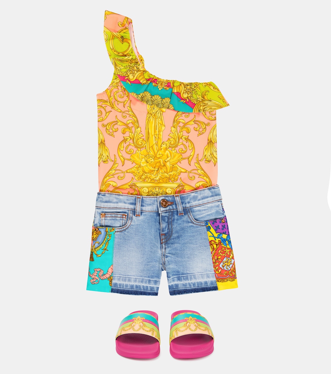 Barocco printed swimsuit | Versace Kids