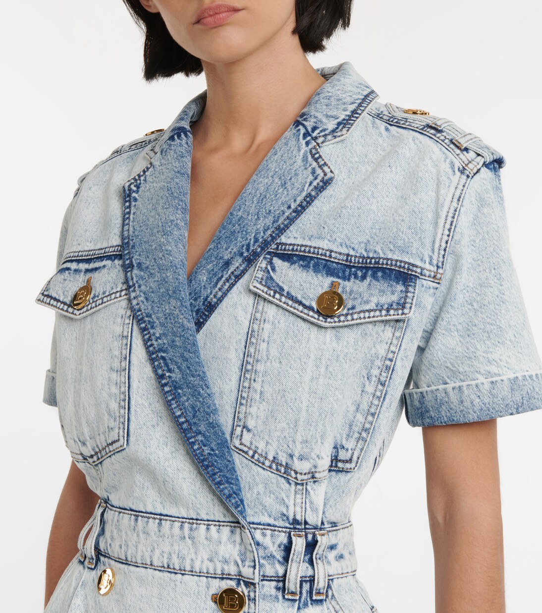 Wickel-Minikleid aus Denim | Balmain