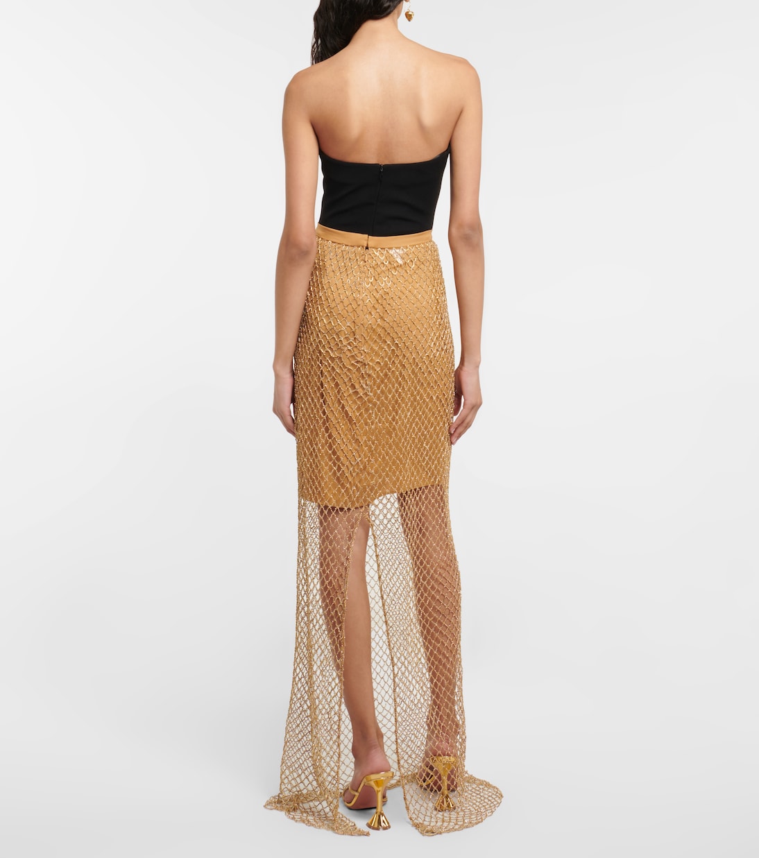 Falda larga de red con cristales | Costarellos