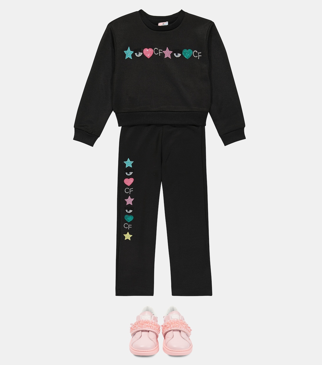 x Chiara Ferragni embroidered jersey sweatpants | Monnalisa