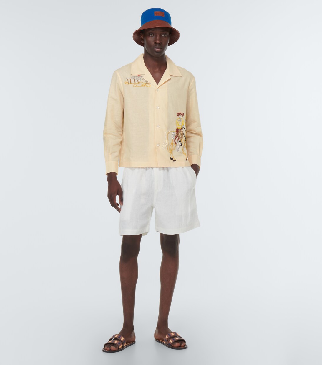 Duotone leather-trimmed slides | Bode