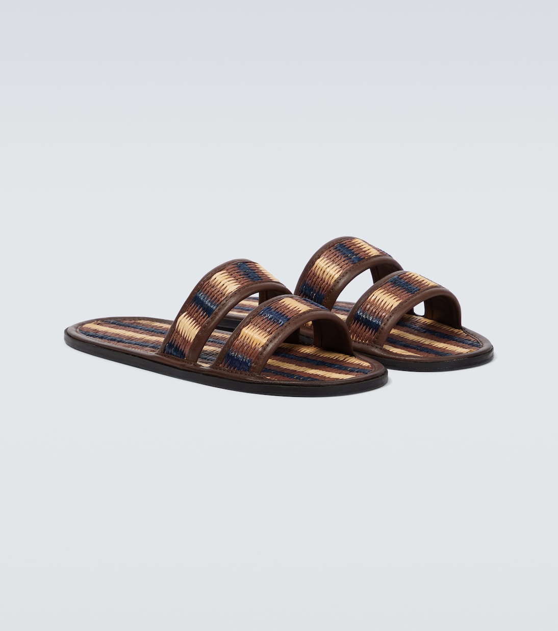 Duotone leather-trimmed slides | Bode