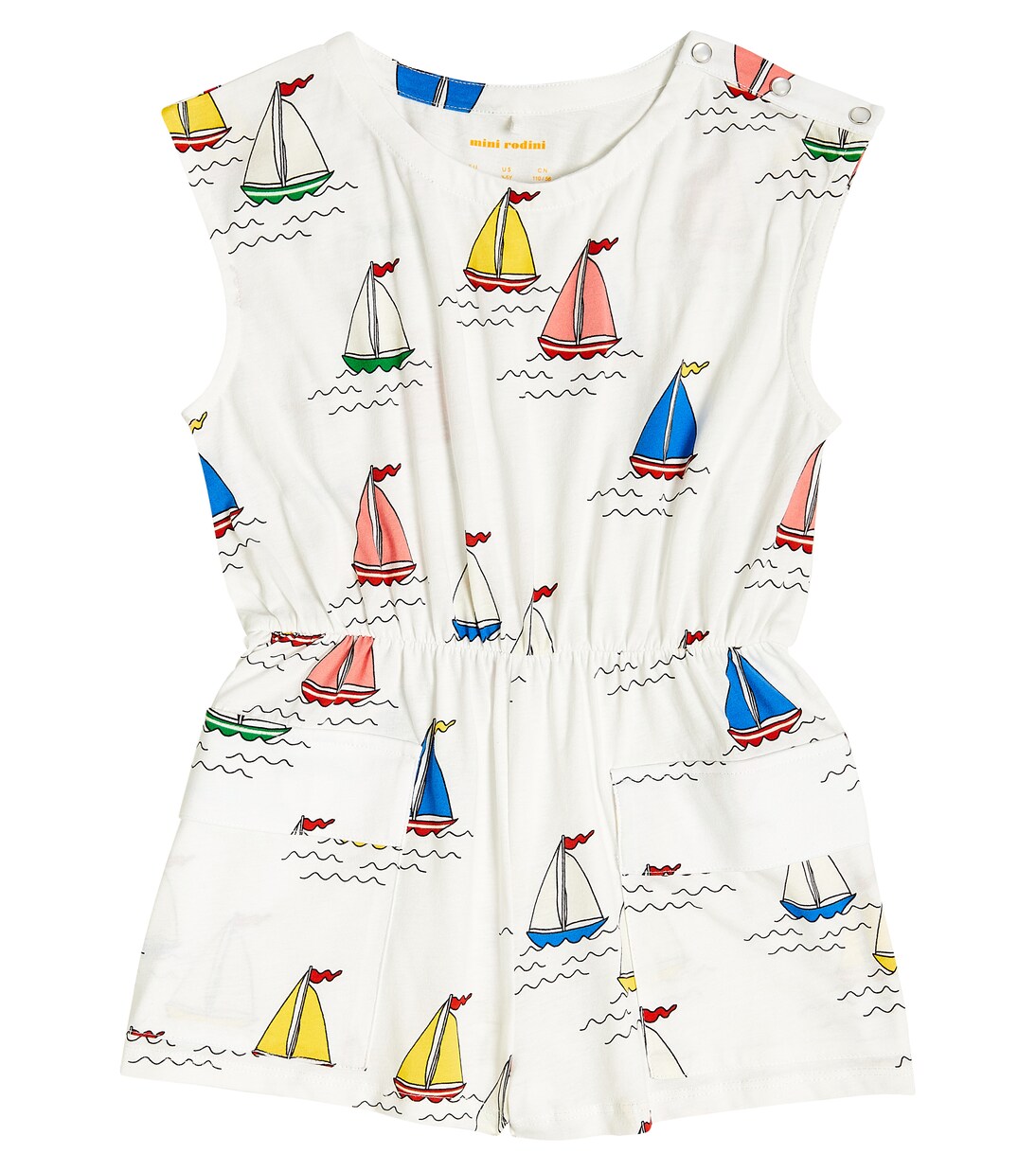 Boat print cotton playsuit | Mini Rodini