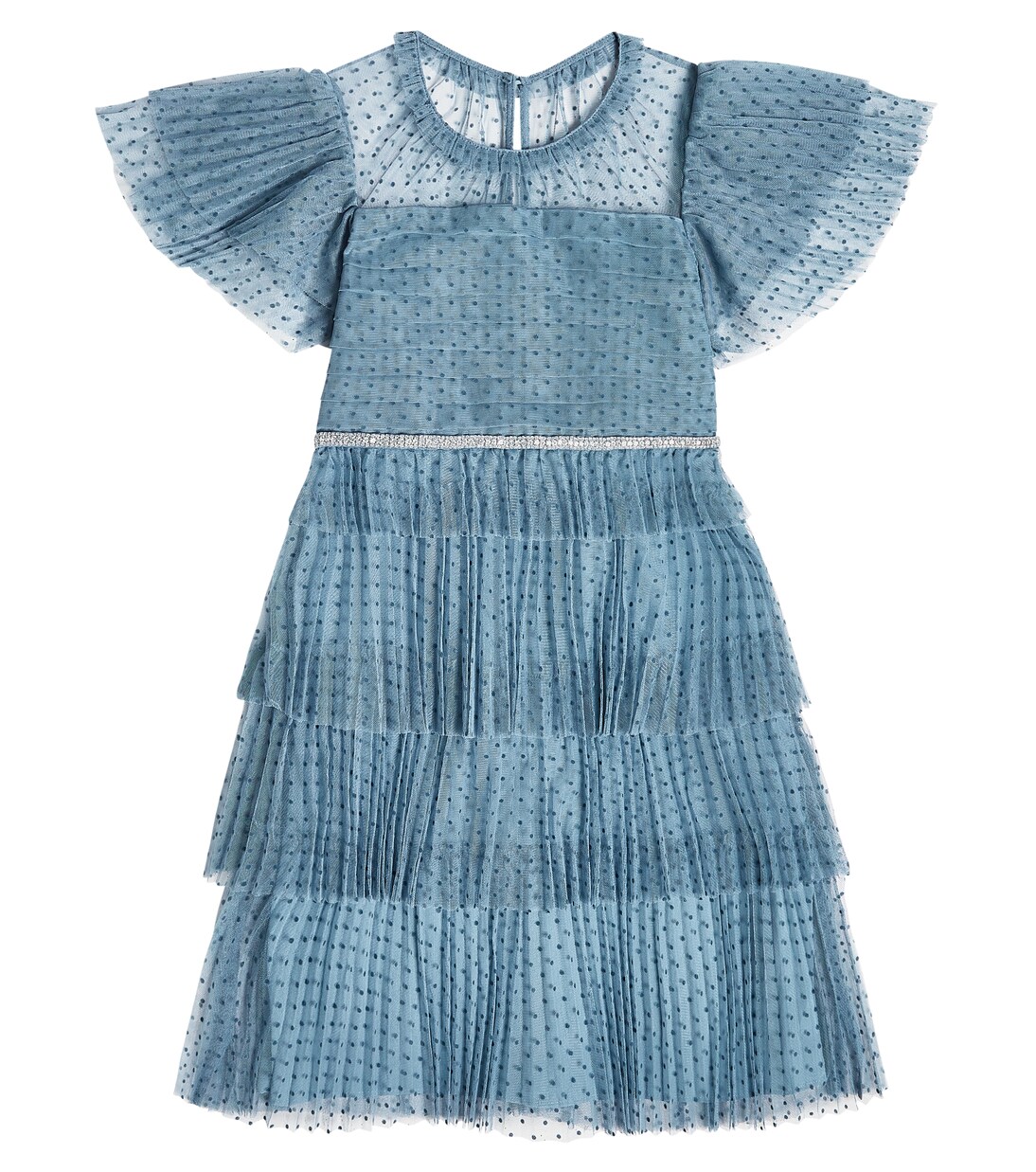 Blue Dot mesh tiered dress | Self-Portrait Kids