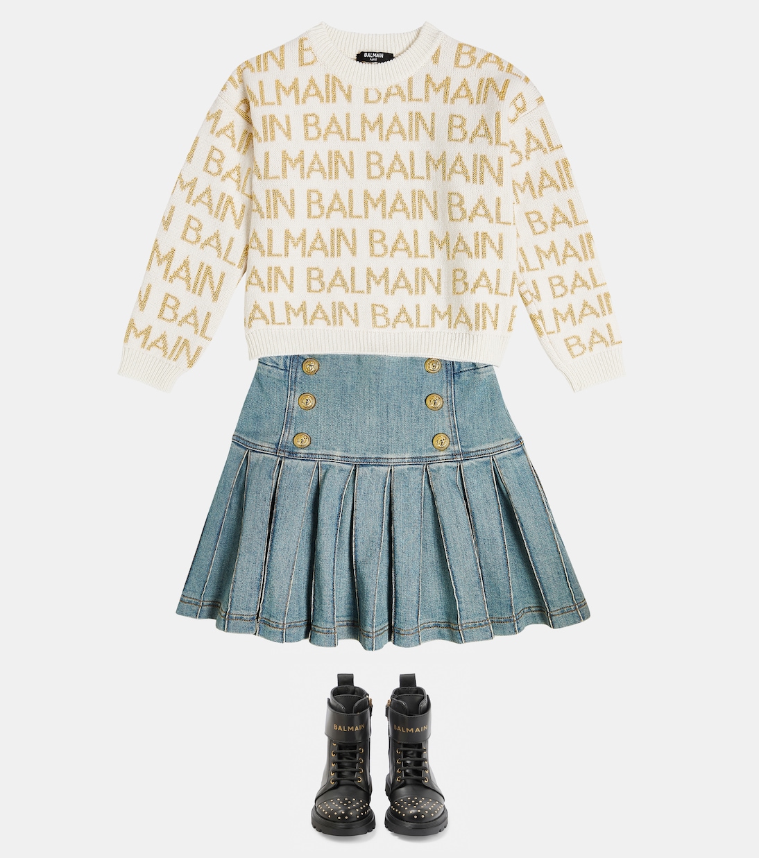 Logo intarsia wool-blend sweater | Balmain Kids