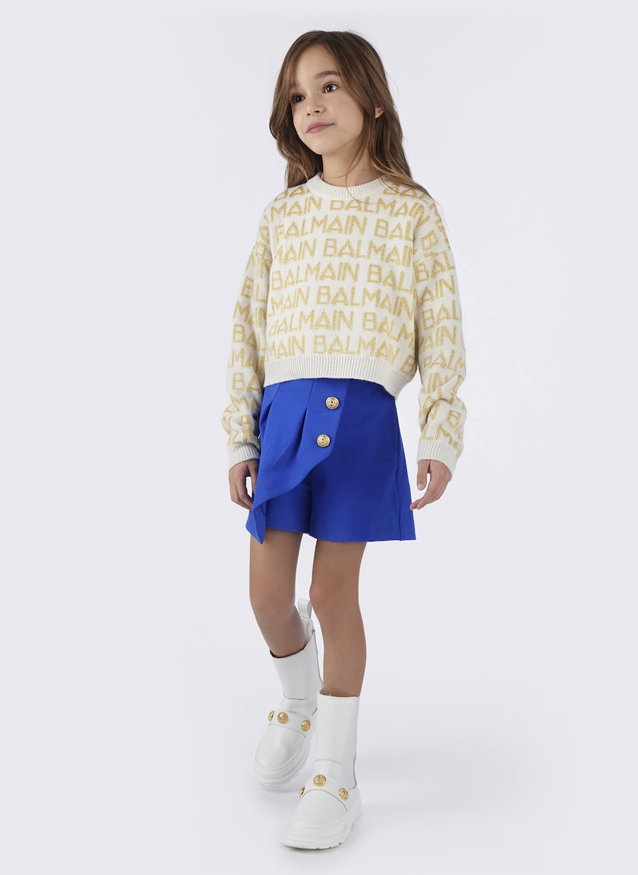 Logo intarsia wool-blend sweater | Balmain Kids