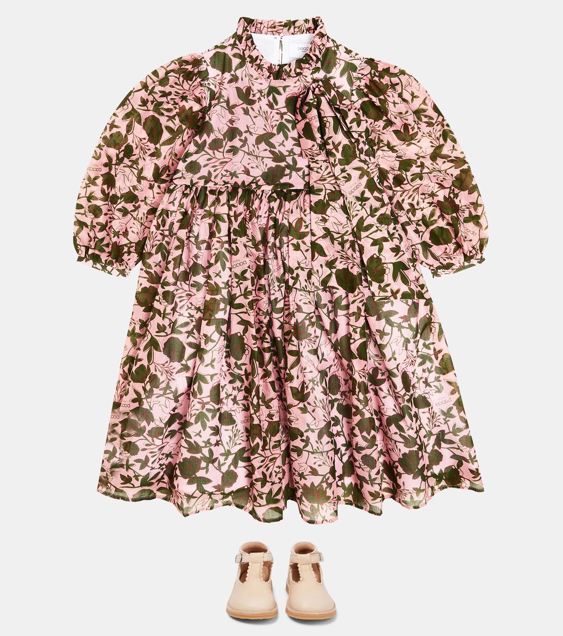Bow-detail floral cotton chiffon dress | Paade Mode