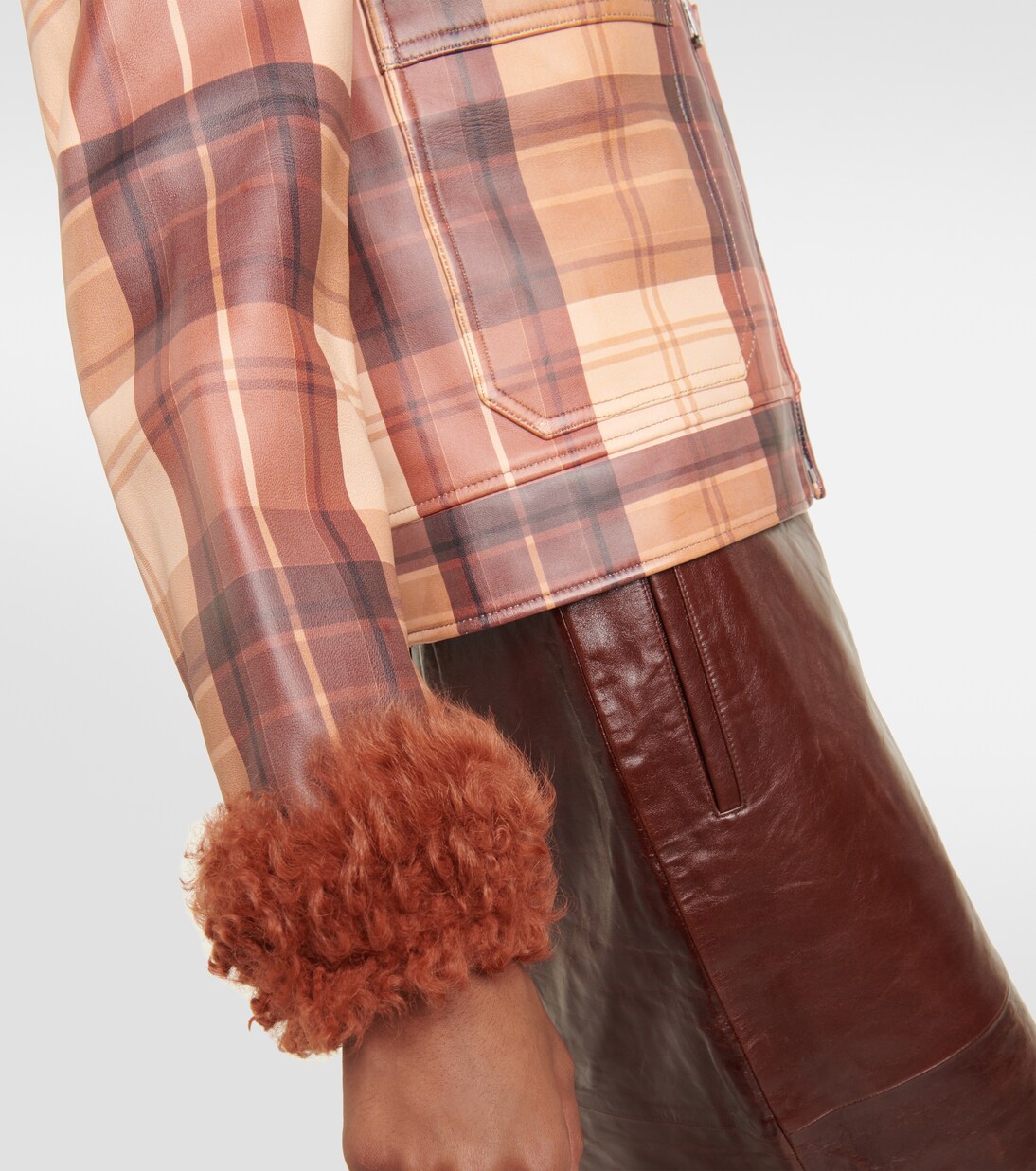 Chaqueta Ruben de piel con borrego a cuadros | Dodo Bar Or