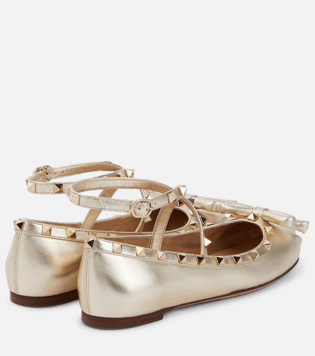 Rockstud metallic leather ballet flats | Valentino Garavani