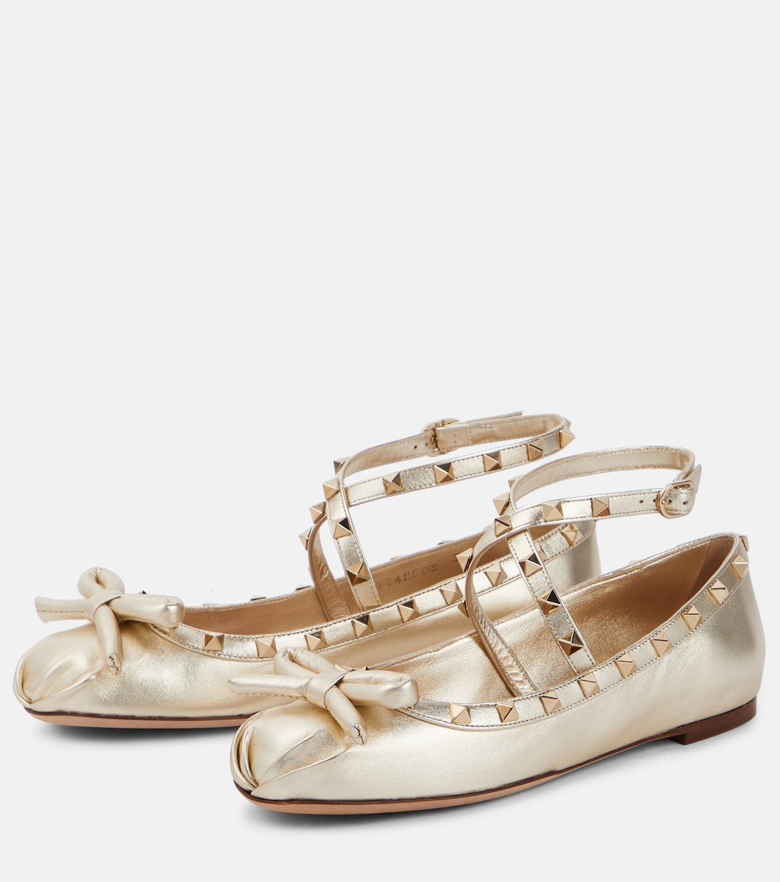 Rockstud metallic leather ballet flats | Valentino Garavani