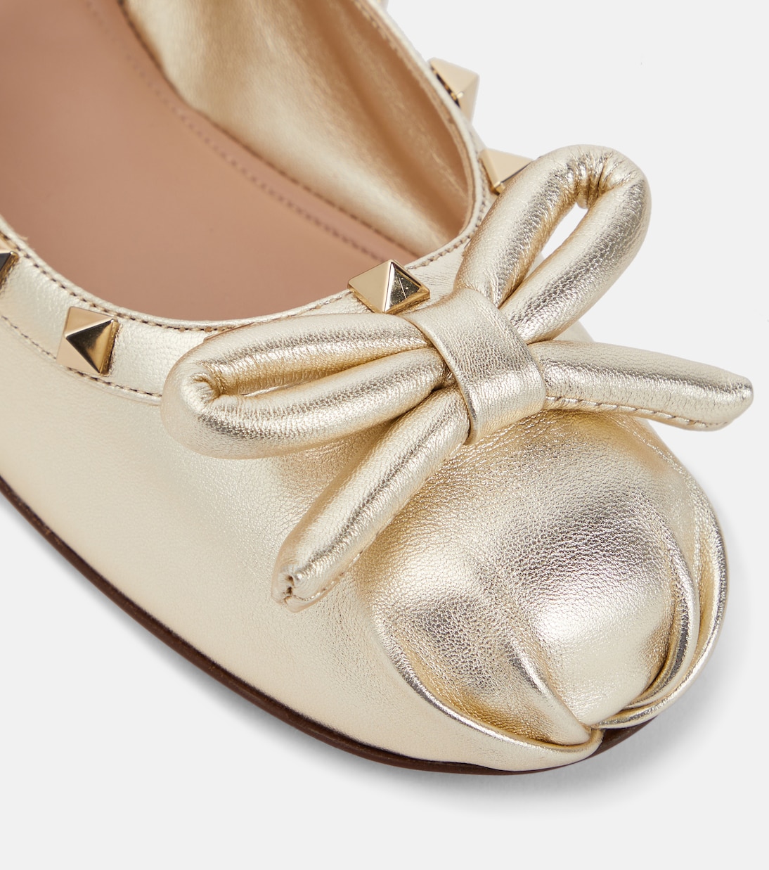 Rockstud metallic leather ballet flats | Valentino Garavani