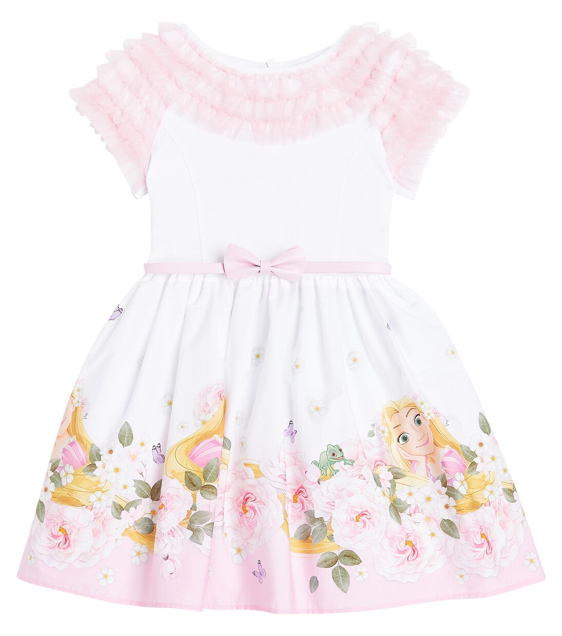 Printed ruffled cotton dress | Monnalisa