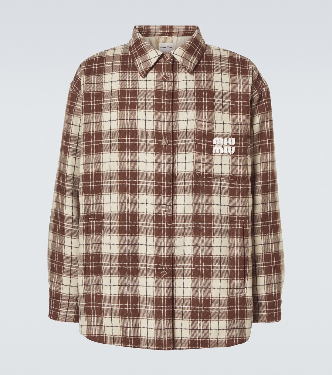 Veste en laine vierge à carreaux | Miu Miu