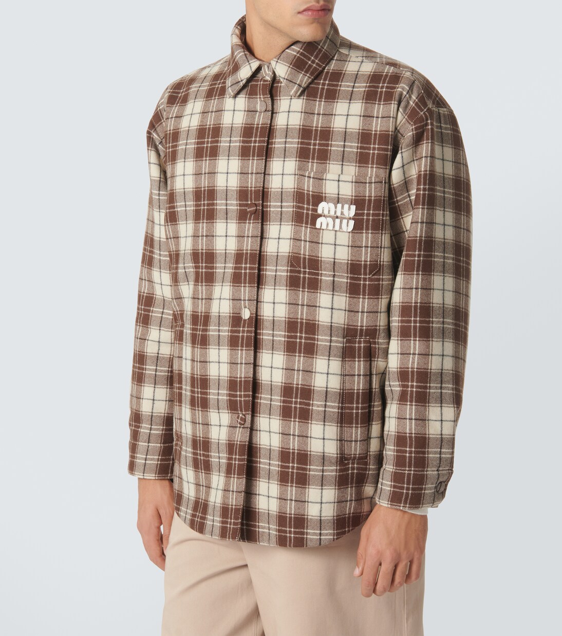 Veste en laine vierge à carreaux | Miu Miu