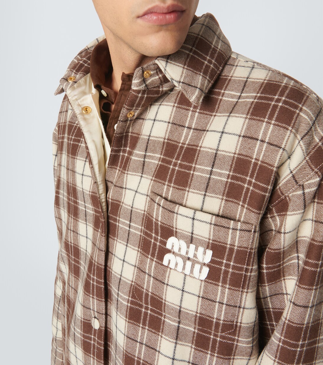 Veste en laine vierge à carreaux | Miu Miu