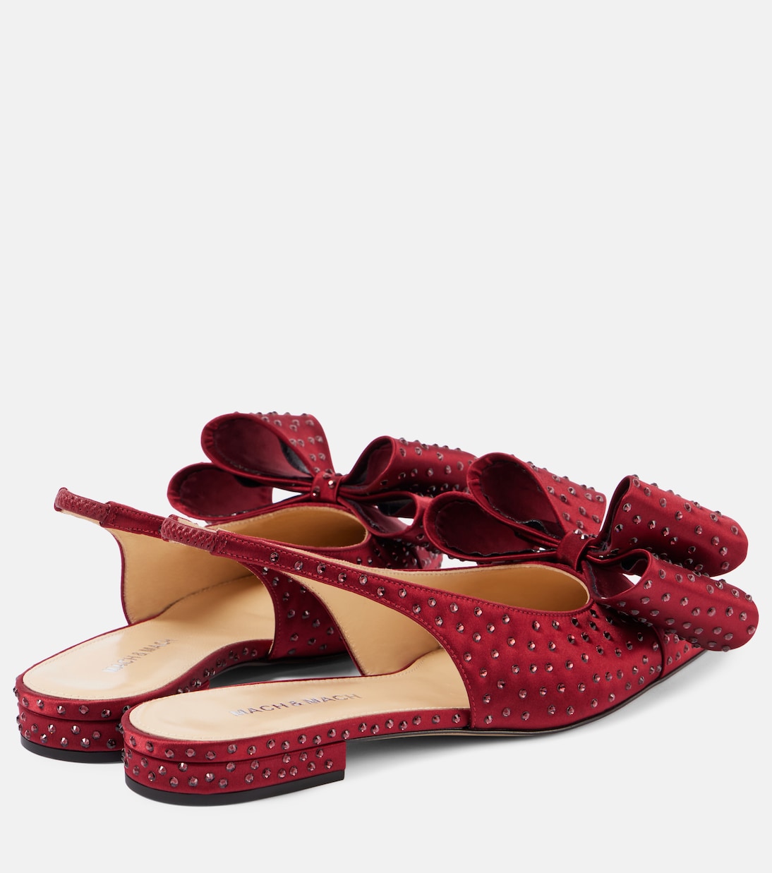 Le Cadeau embellished satin slingback flats | Mach & Mach