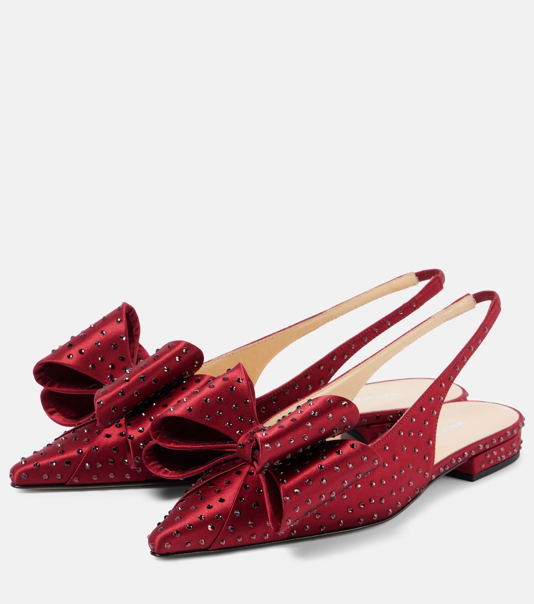 Le Cadeau embellished satin slingback flats | Mach & Mach