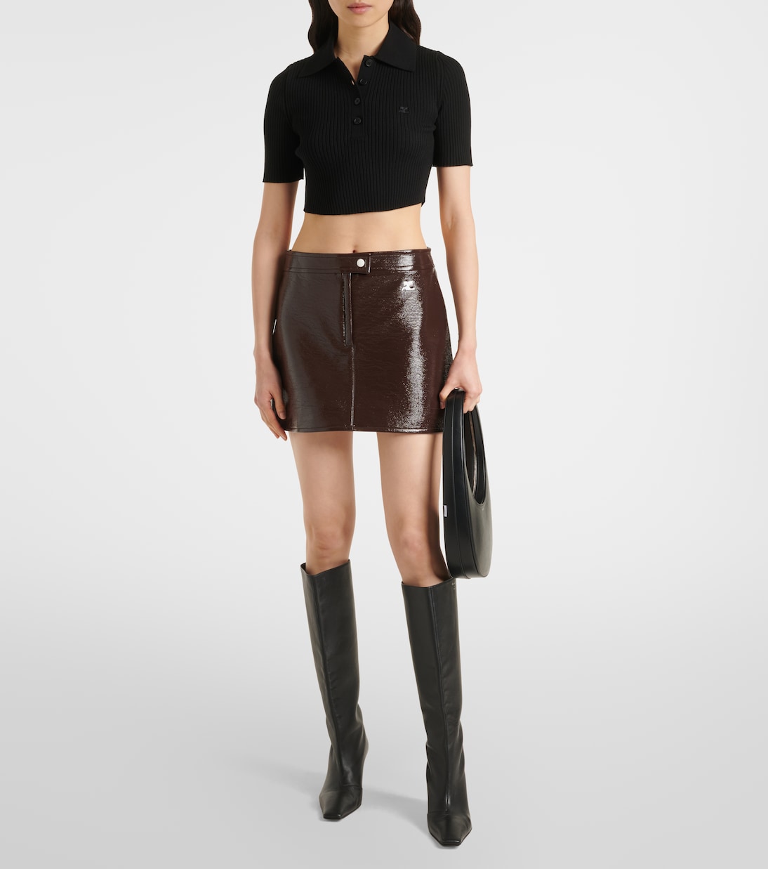 Cropped-Polohemd aus Rippstrick | Courrèges