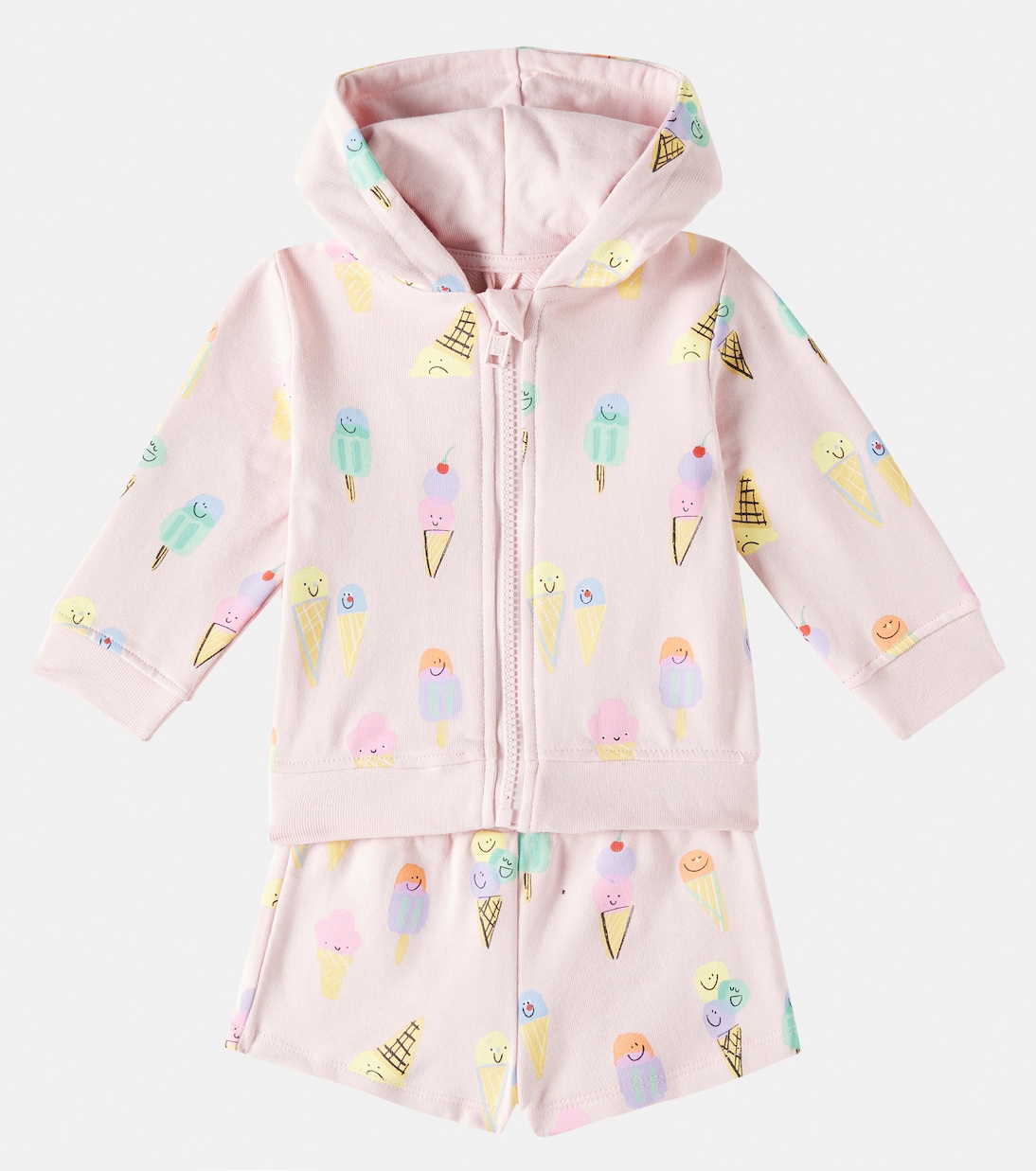 Baby cotton hoodie and sweatshorts set | Stella McCartney Kids