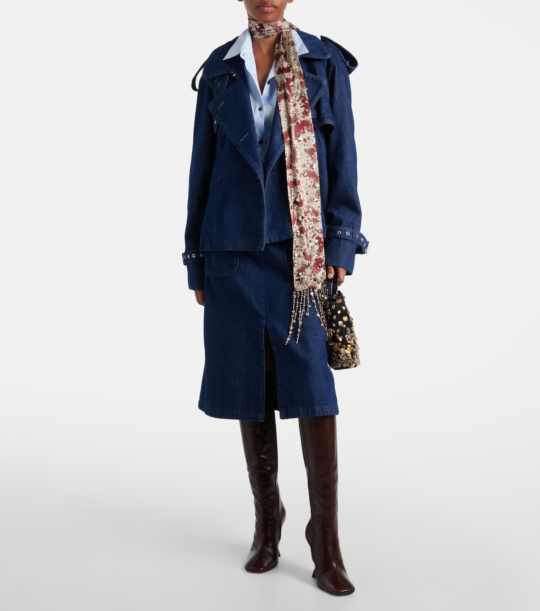 Falda midi de denim | Dries Van Noten