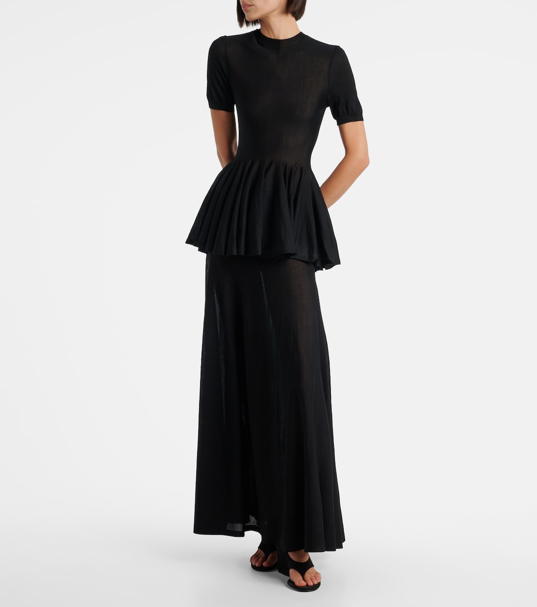 Falda larga flared de lana virgen | Alaïa