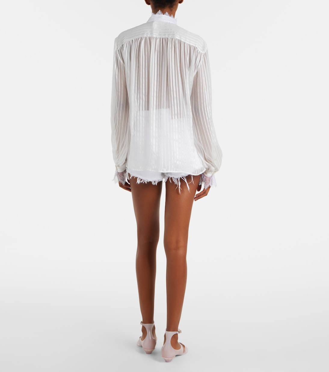 Gathered lace-trimmed silk blouse | Chloé