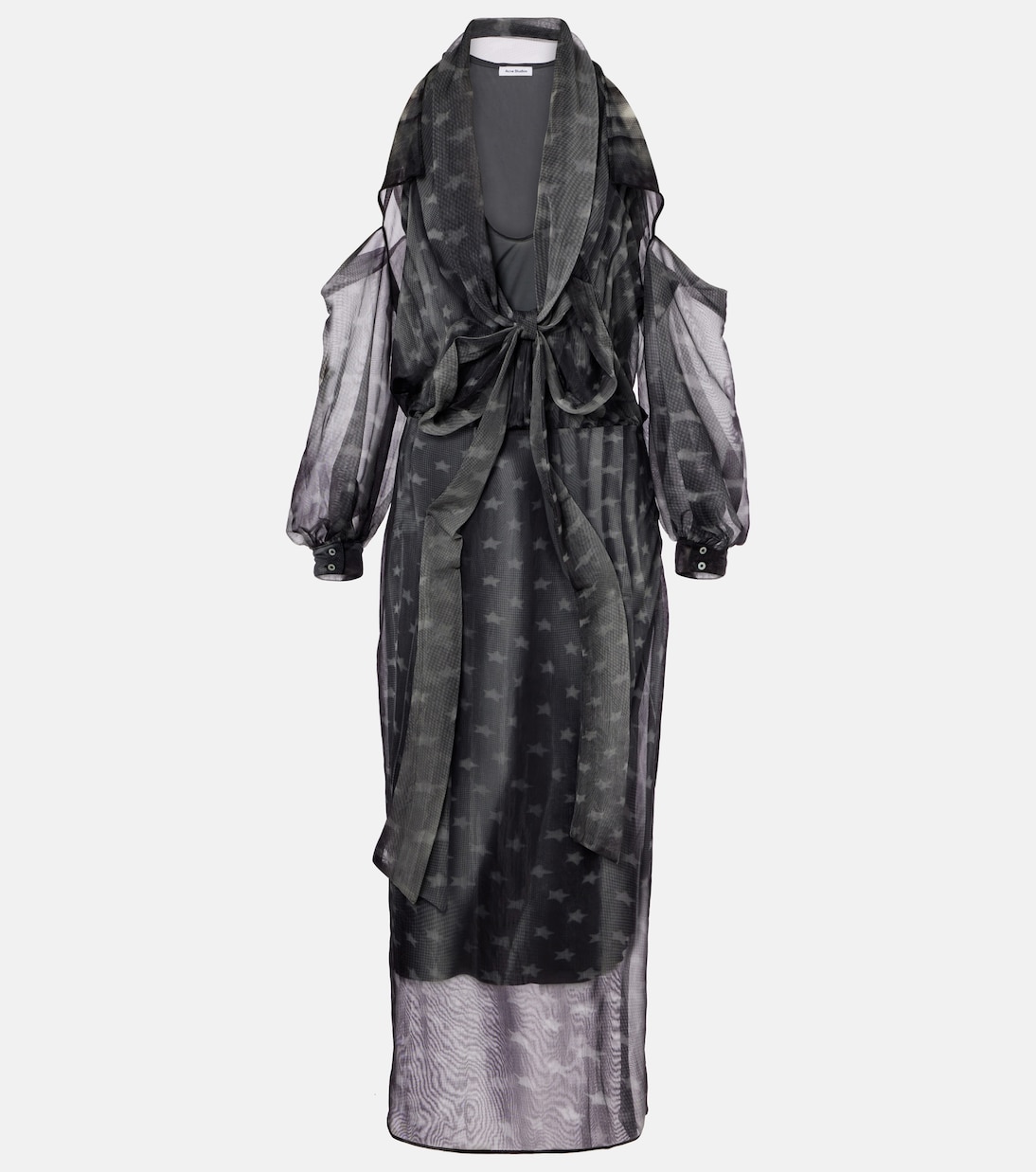 Draped printed sheer jersey midi dress | Acne Studios