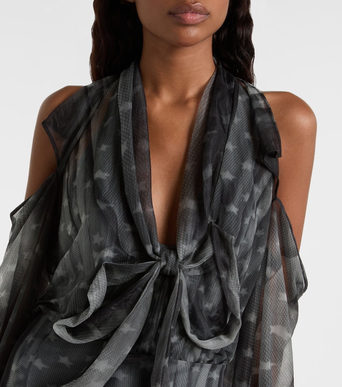 Draped printed sheer jersey midi dress | Acne Studios