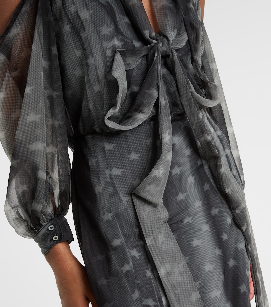 Draped printed sheer jersey midi dress | Acne Studios