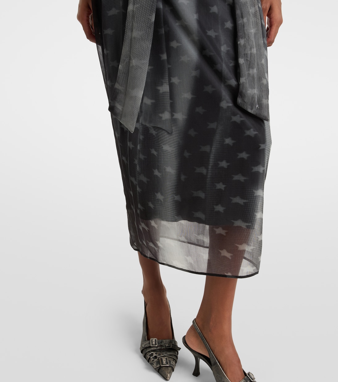 Draped printed sheer jersey midi dress | Acne Studios