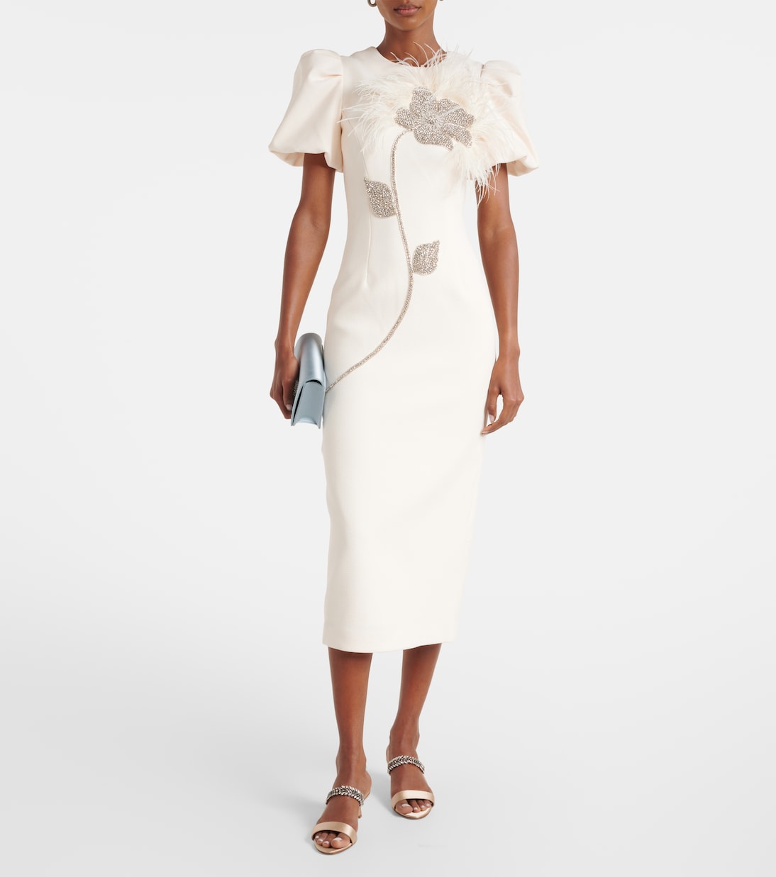 Robe de cocktail en crêpe à ornements | Rebecca Vallance