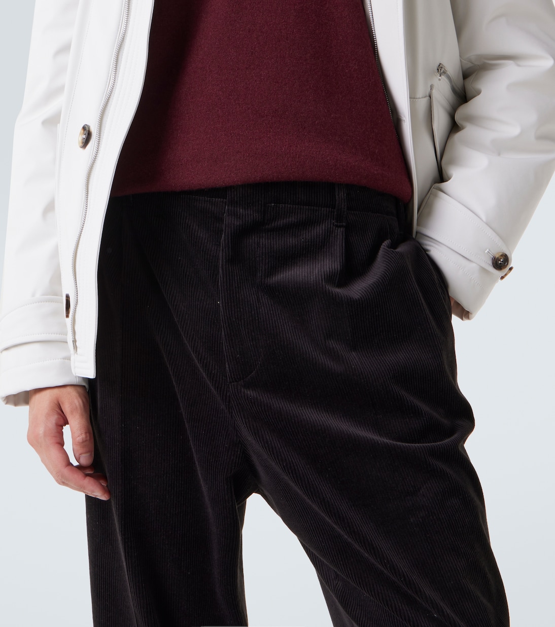 Cotton-blend corduroy straight pants | Brunello Cucinelli