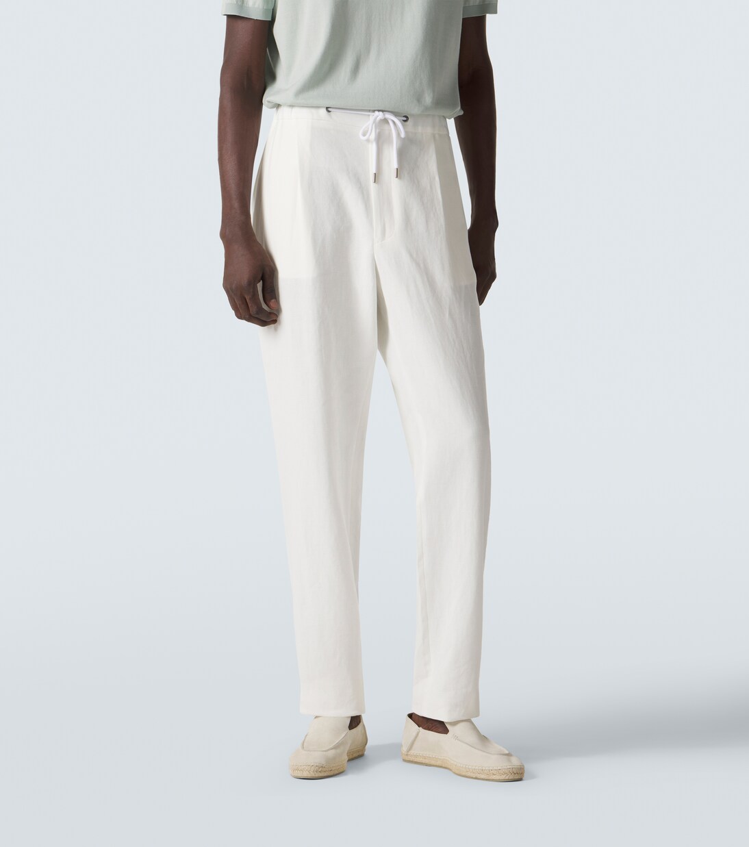 Pantalones tapered de lona de lino | Giorgio Armani