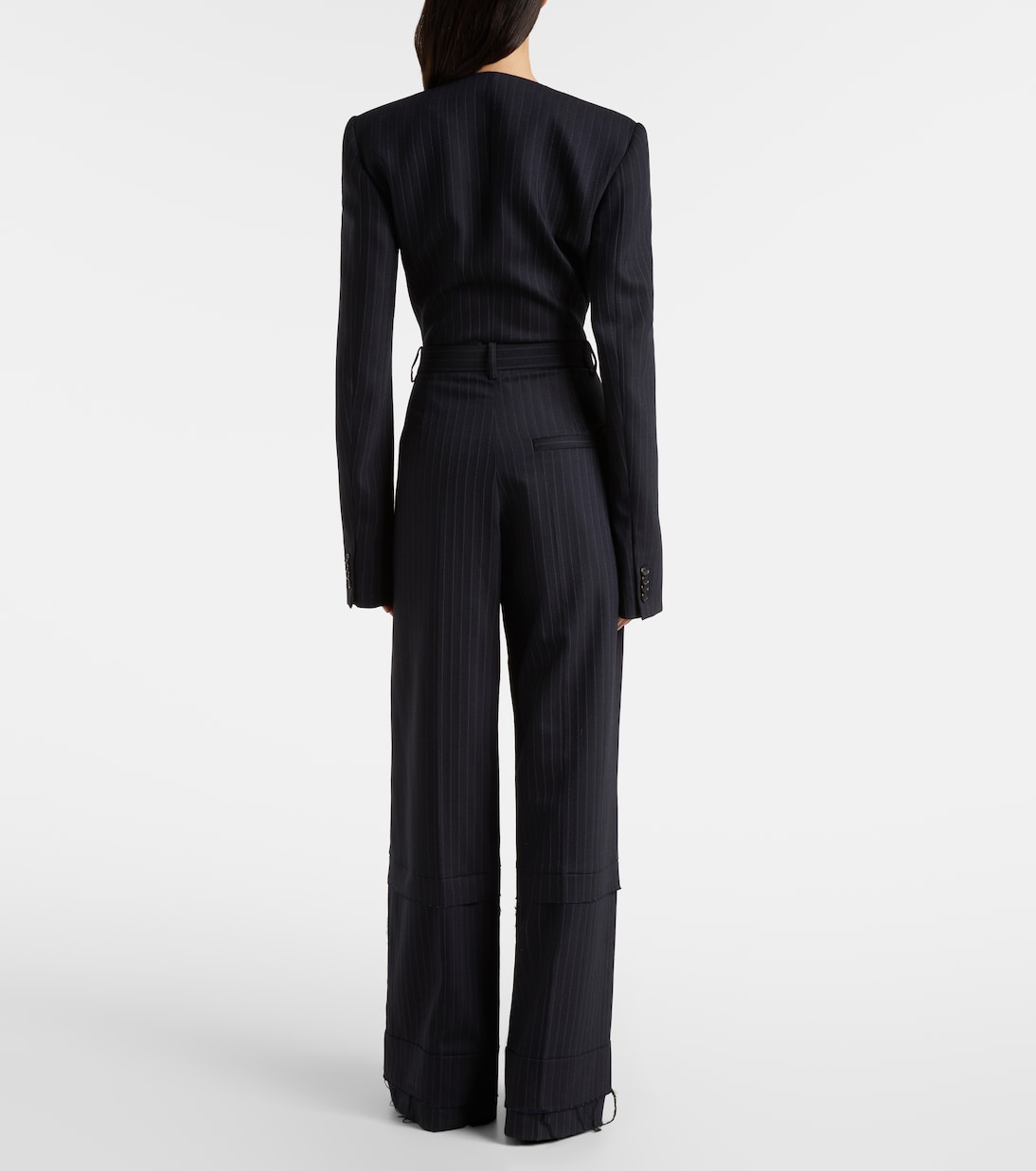 Linden细条纹高腰阔腿裤 | Khaite