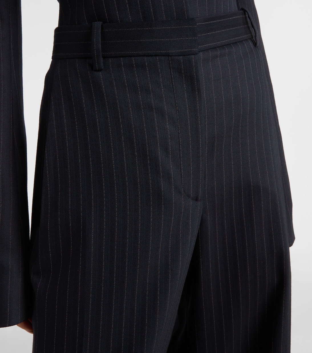 Linden细条纹高腰阔腿裤 | Khaite