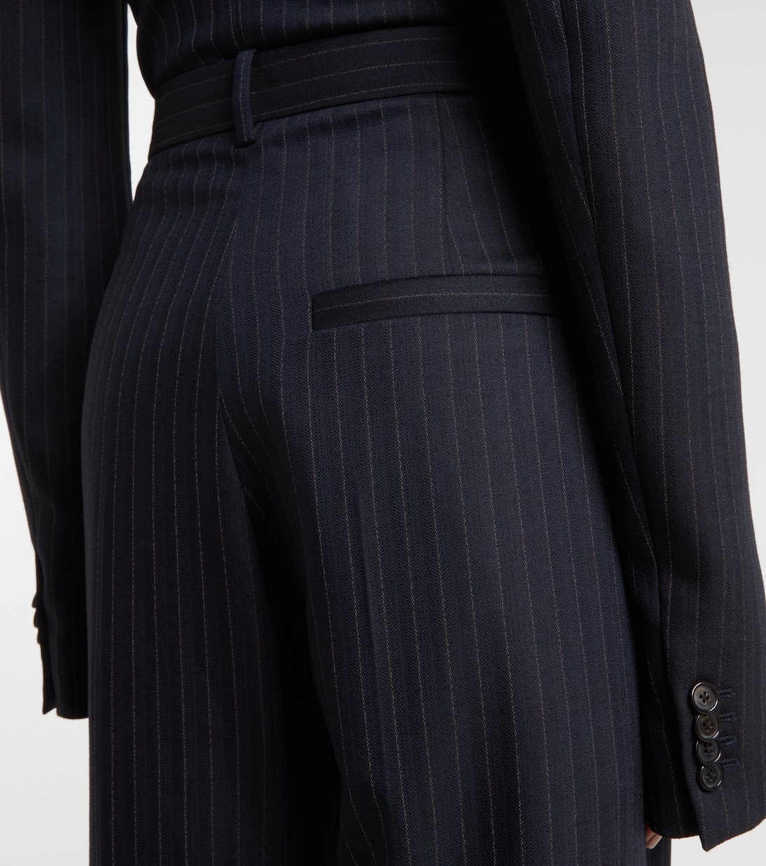 Linden细条纹高腰阔腿裤 | Khaite