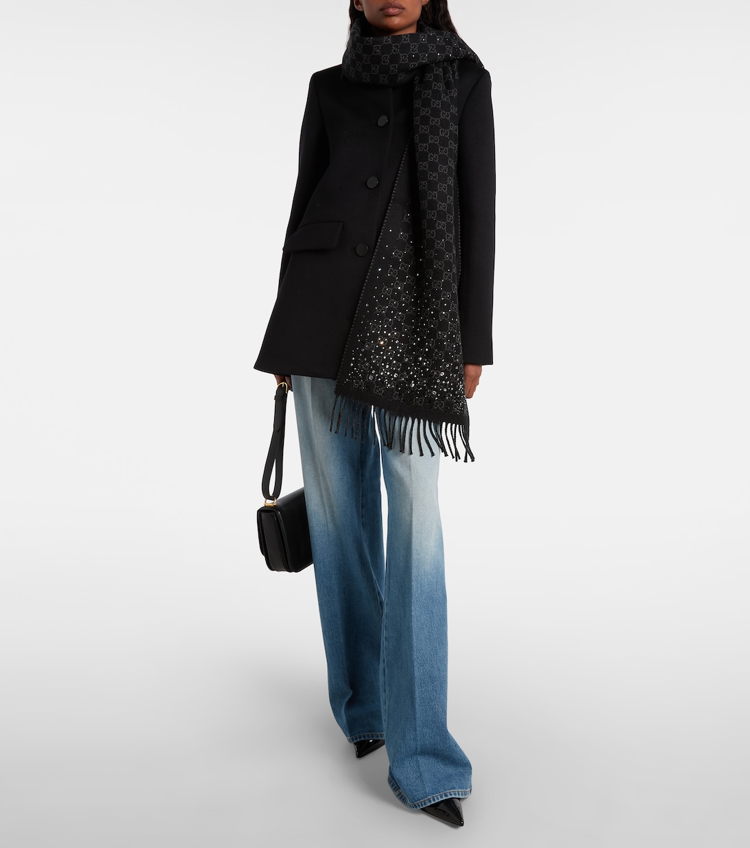 Schal GG aus Wolle mit Kristallen | Gucci