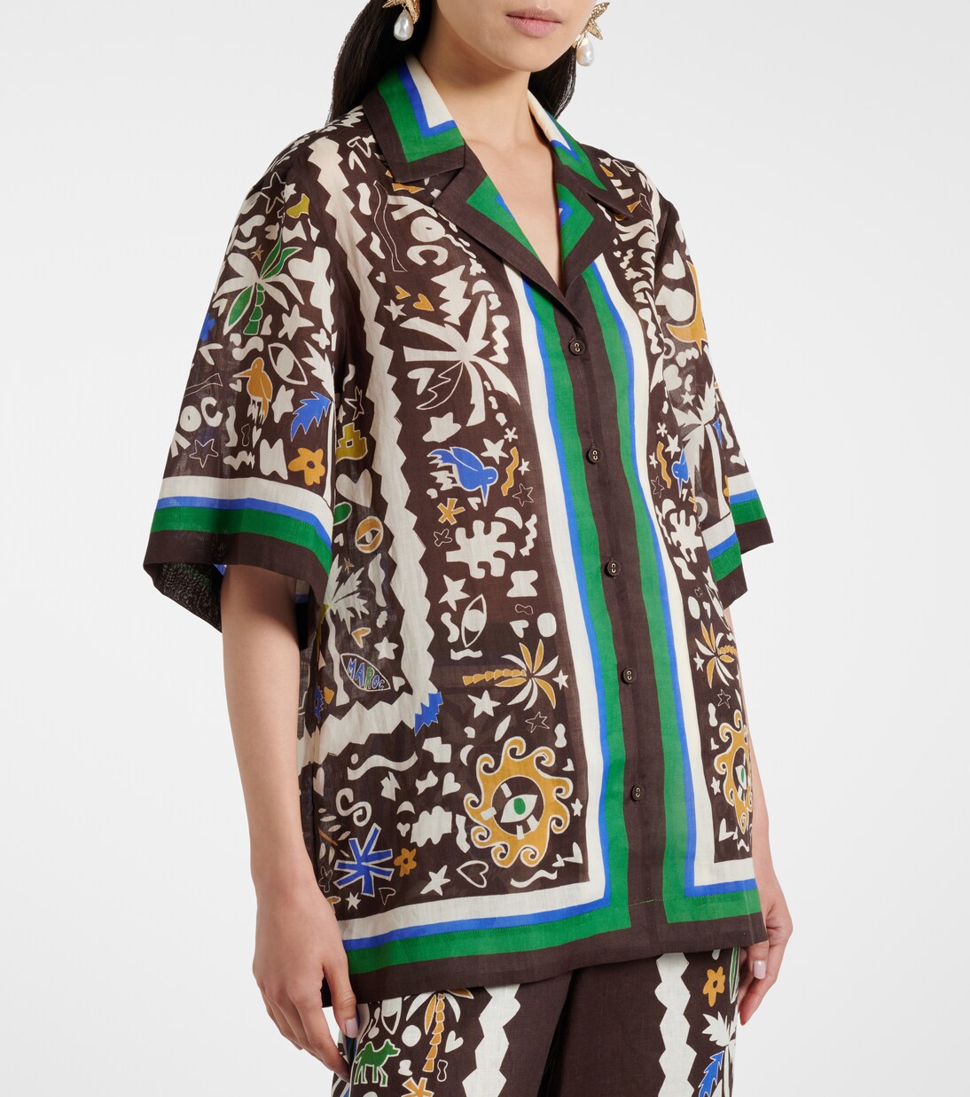 Maroc printed oversized ramie shirt | Alémais