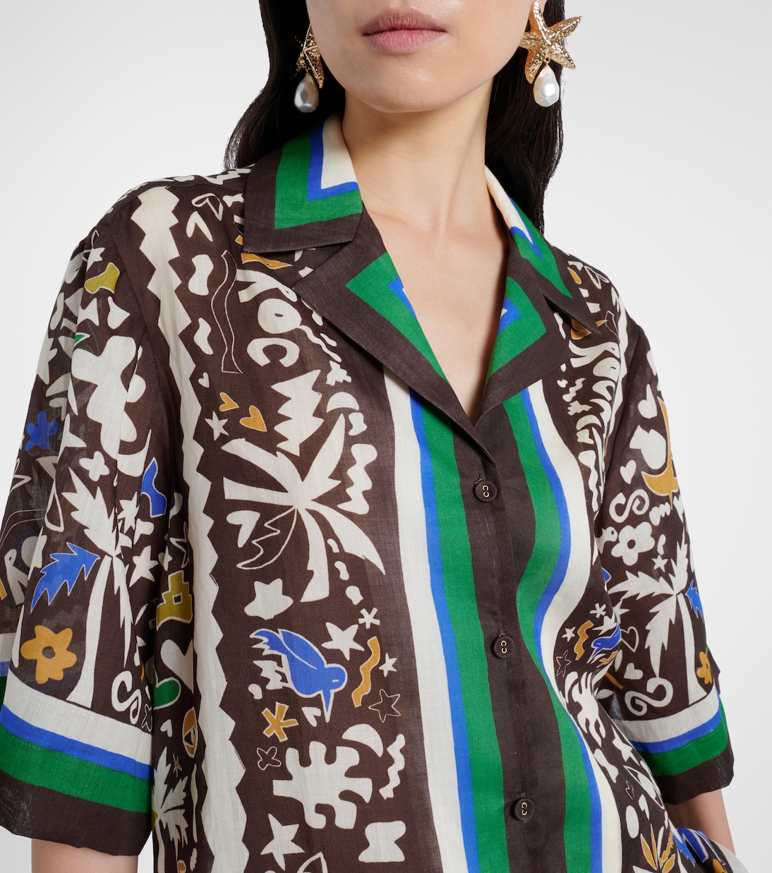 Maroc printed oversized ramie shirt | Alémais