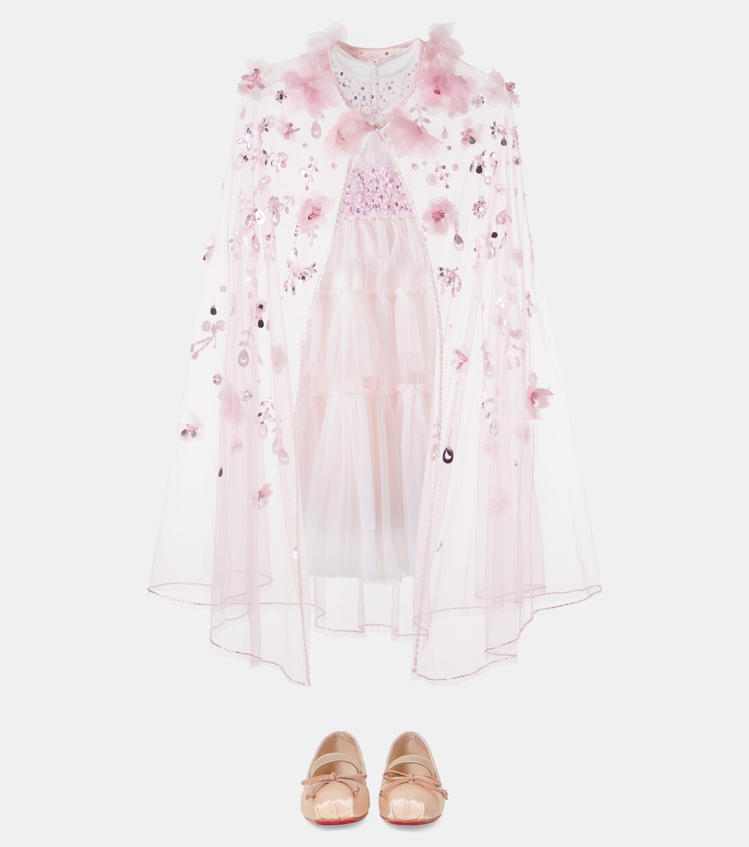 Baballet绉纱缎布芭蕾舞平底鞋 | Christian Louboutin Kids