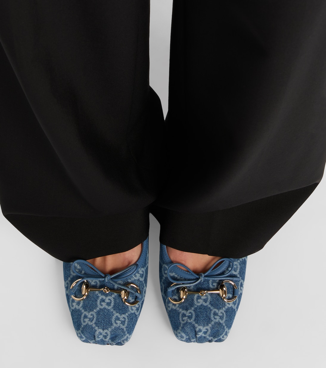 Gucci Horsebit GG denim slingback pumps | Gucci