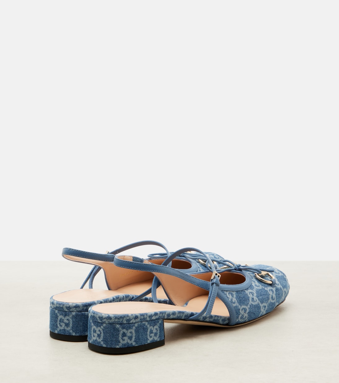 Gucci Horsebit GG denim slingback pumps | Gucci