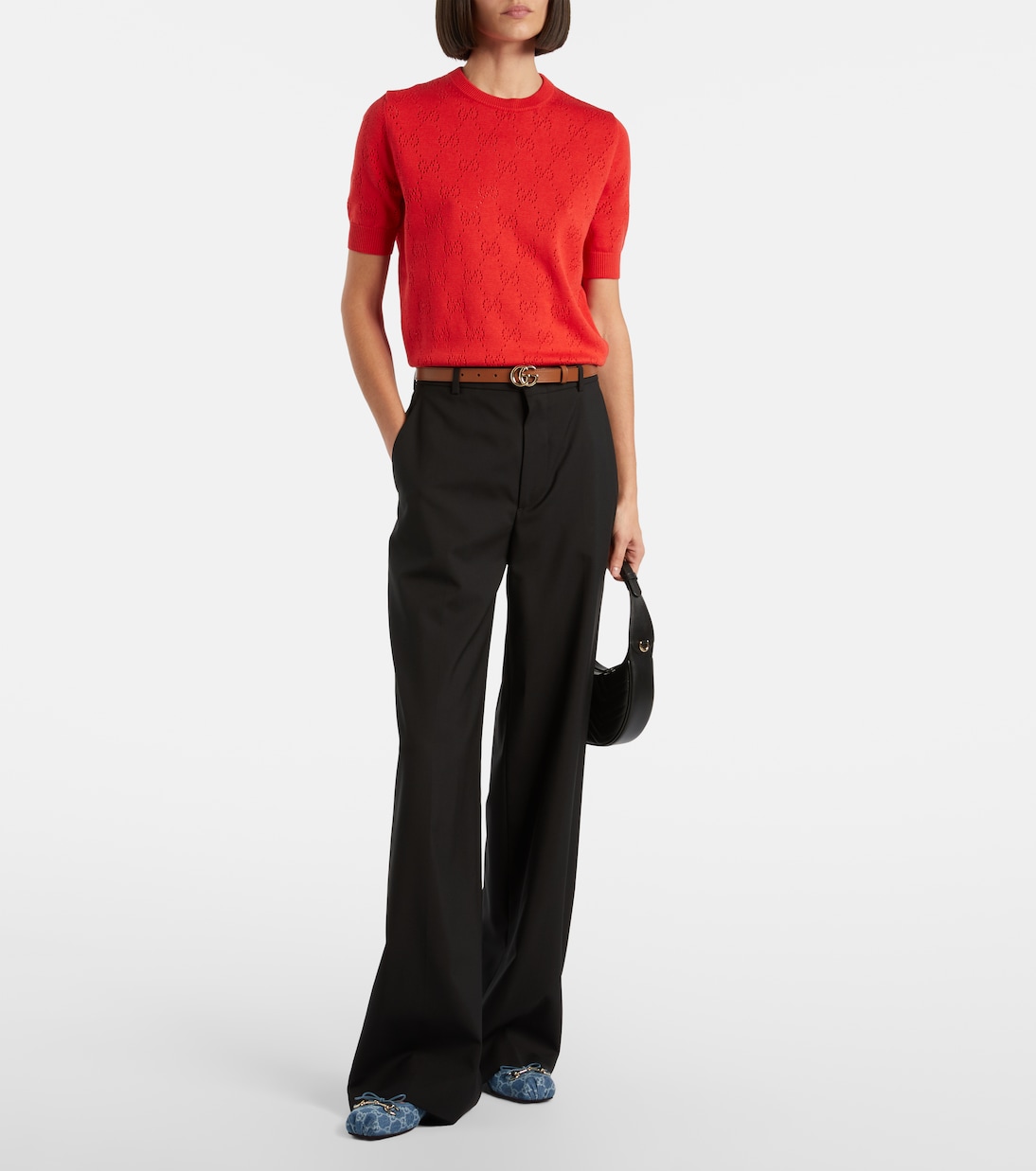 Gucci Horsebit GG denim slingback pumps | Gucci