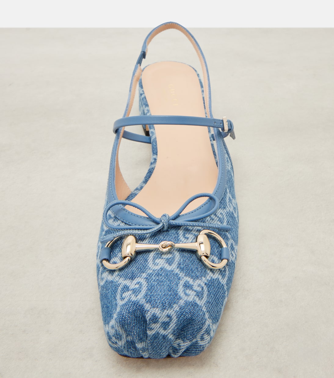 Gucci Horsebit GG denim slingback pumps | Gucci
