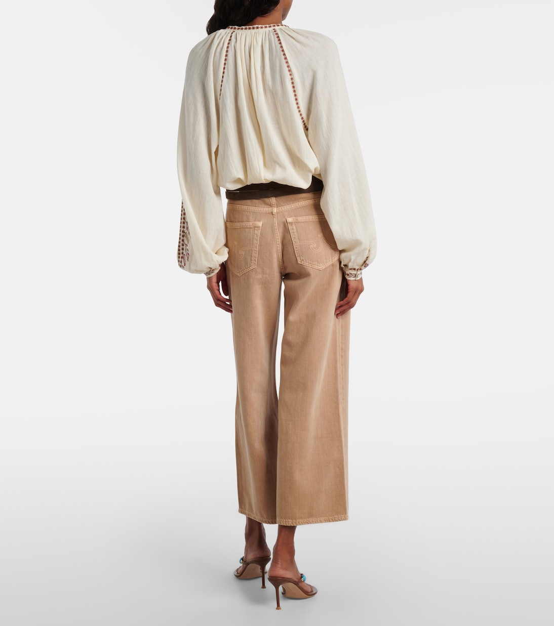 بنطلون جينز كروب بأرجل واسعة Saige | AG Jeans