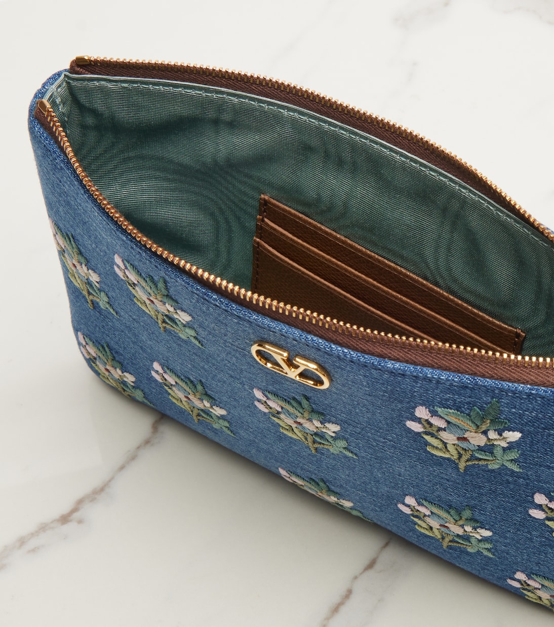 VLogo embroidered denim pouch | Valentino Garavani