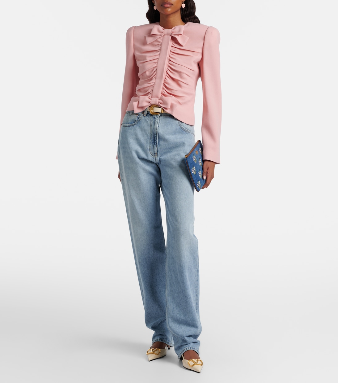 VLogo embroidered denim pouch | Valentino Garavani