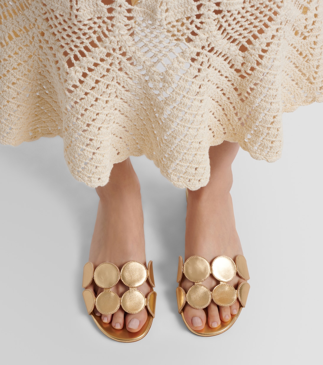 Mules Haribalmuflat en cuir métallisé | Manolo Blahnik